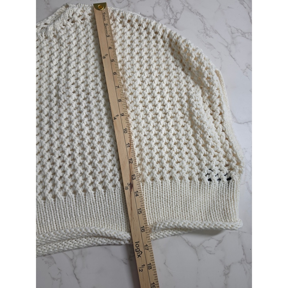 Torrid Womens Ivory Open Knit Crochet Boxy Crop Sweater Dolman Sleeve XL-XXL - Picture 7 of 8